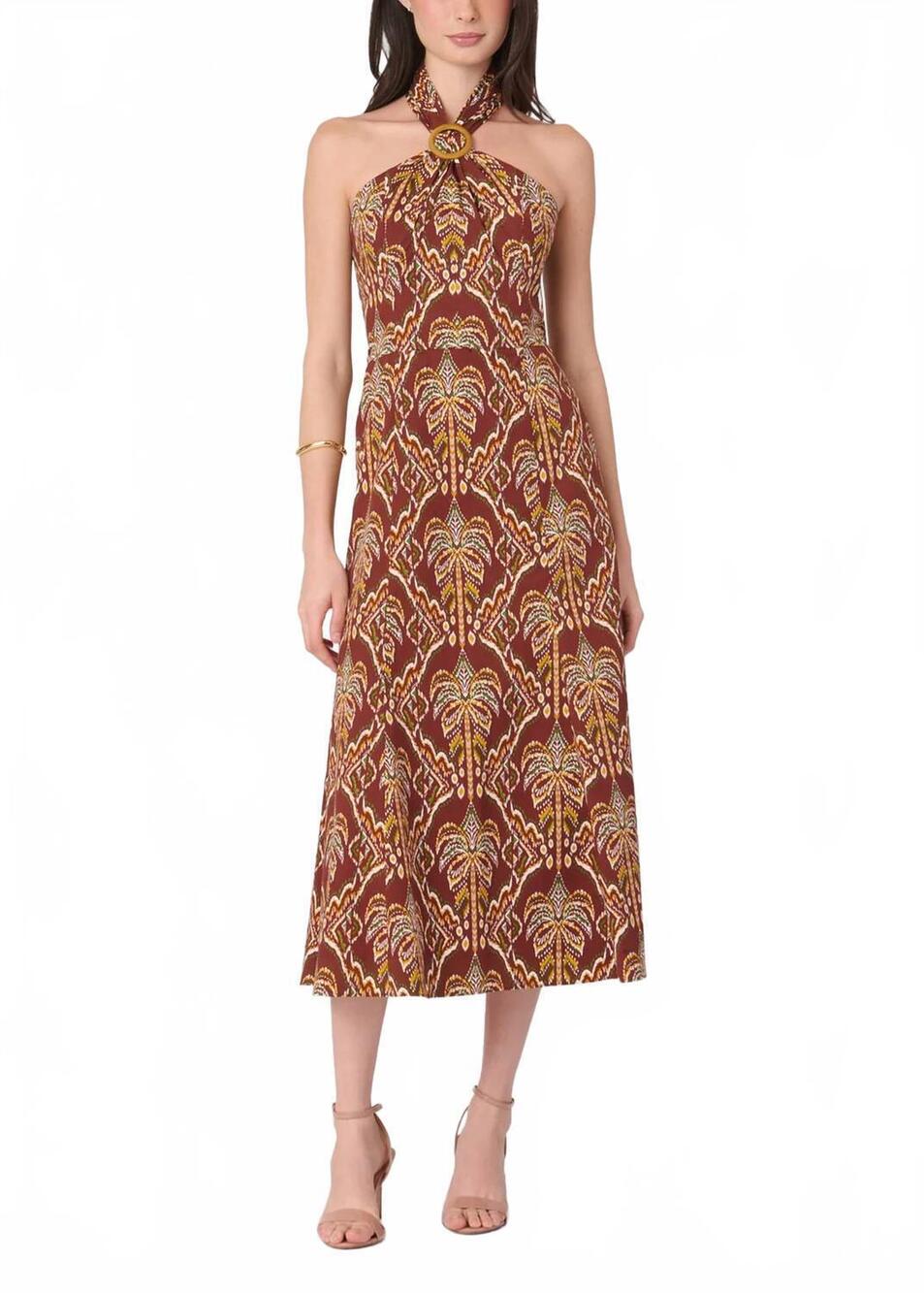 NEW SHOSHANNA lainey midi dress in bronze multi